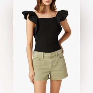 Joe’s Jeans The Leslie Tank Top Ruffle Straps Stretch Obsidian Black S NWT